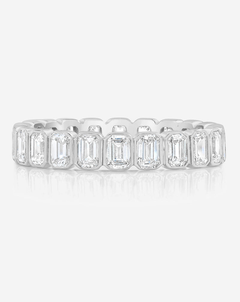 Bridal Wedding Bands Platinum / 3 Mini Emerald Bezel Eternity Band