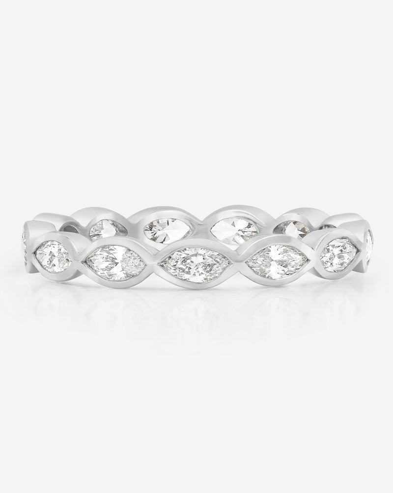 Bridal Wedding Bands Platinum / 3 Mini Marquise Bezel Eternity Band
