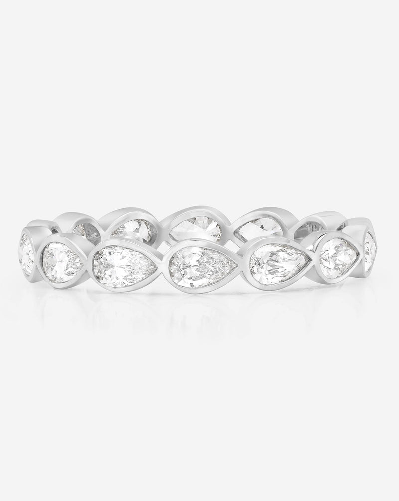 Bridal Wedding Bands Platinum / 3 Mini Pear Bezel Eternity Band