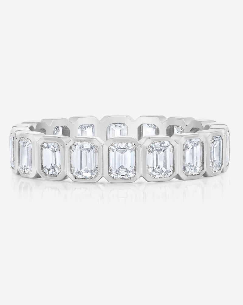 Bridal Wedding Bands Platinum / 3 Petite Emerald Bezel Eternity Band
