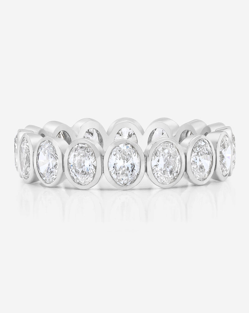 Bridal Wedding Bands Platinum Petite Oval Bezel Eternity Band