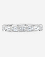 Bridal Wedding Bands Platinum / 3 Sideways Mini Emerald Bezel Eternity Band