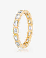 Bridal Wedding Bands Sideways Mini Emerald Bezel Eternity Band - side view