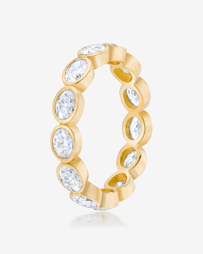 Bridal Wedding Bands Sideways Petite Oval Bezel Eternity Band side view