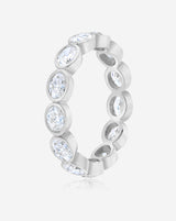 Bridal Wedding Bands Sideways Petite Oval Bezel Eternity Band platinum side view