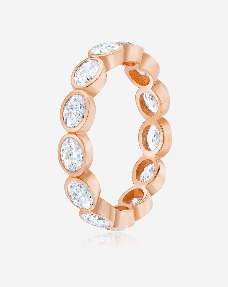 Bridal Wedding Bands Sideways Petite Oval Bezel Eternity Band rose gold side view