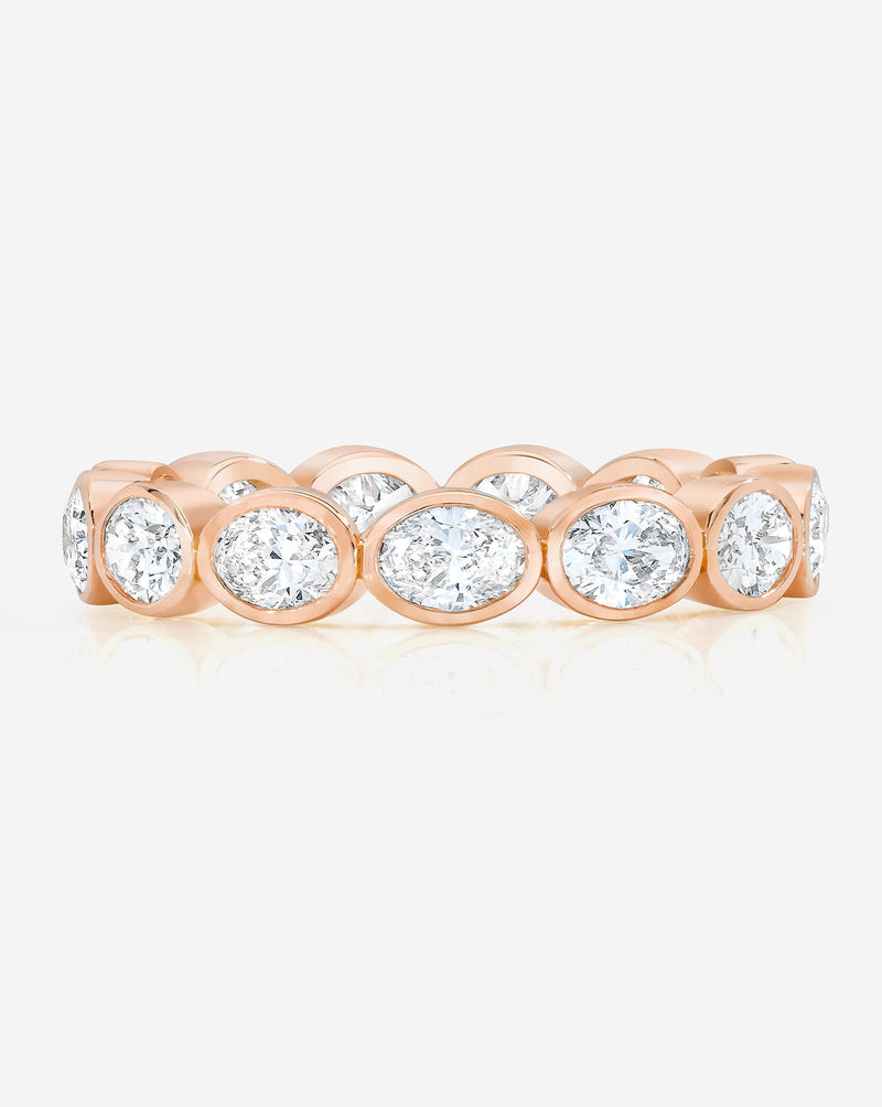 Bridal Wedding Bands Sideways Petite Oval Bezel Eternity Band rose gold