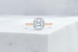 Vow Vow Engagement Rings Cushion / 14K Rose Gold + Platinum Prongs / Original Design Essex