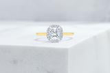 Vow Vow Engagement Rings Cushion / 14K Yellow Gold + Platinum Prongs / Original Design Essex