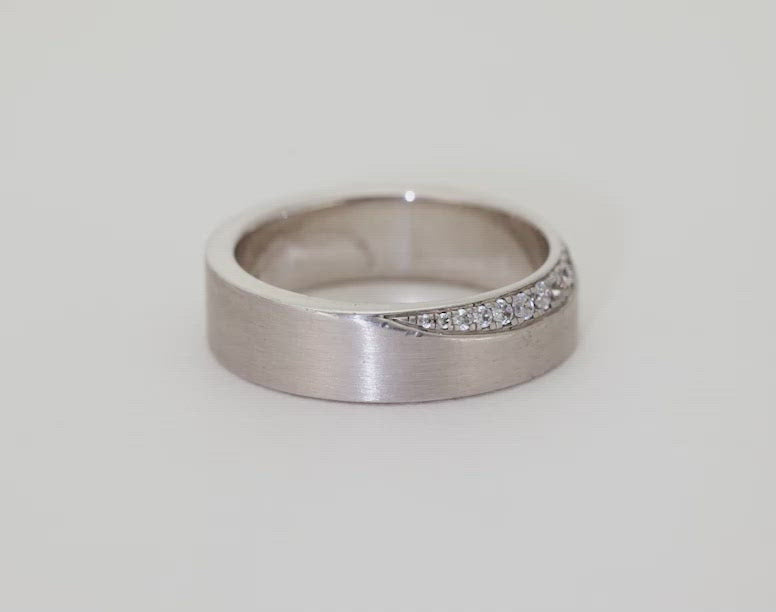 Diamond Edge Wedding Band - 14k White Gold