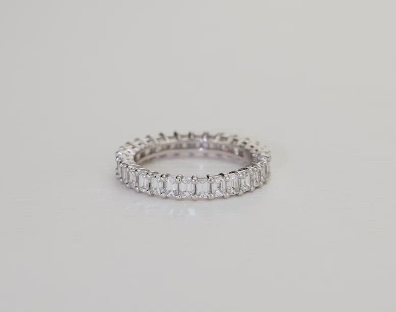 Bridal Wedding Bands Platinum Emerald Eternity Band rotating video global
