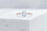 Vow Vow Engagement Rings Antique-Style Cushion / 14K Rose Gold + Platinum Prongs / Original Design Park