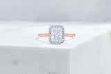 Vow Vow Engagement Rings Radiant / 14K Rose Gold + Platinum Prongs / Original Design Essex