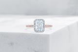 Vow Vow Engagement Rings Radiant / 14K Rose Gold + Platinum Prongs / Original Design Delancey