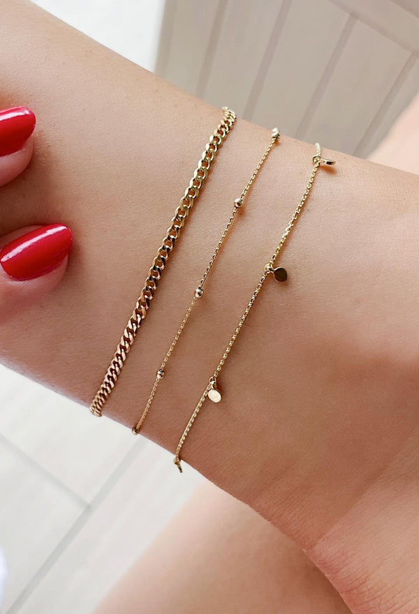 Ring Concierge Anklets 14k Yellow Gold Saturn Chain Anklet - Styled with fine jewelry and on ankle
