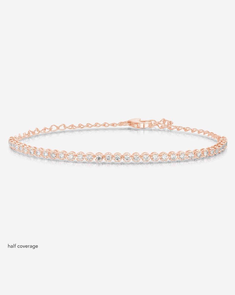 Ring Concierge Bracelets / Half Mini Diamond Tennis Bracelet 14k Rose Gold