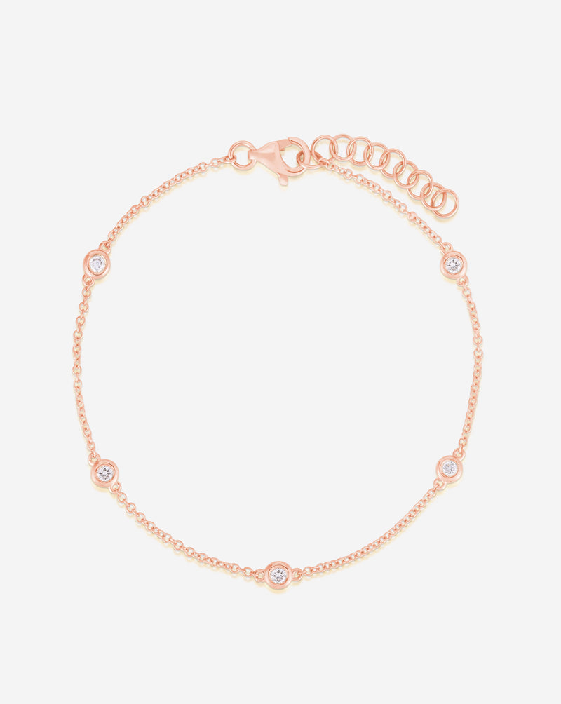 Ring Concierge Bracelets 14k Rose Gold / Petite Diamond Bezel-Set Station Bracelet