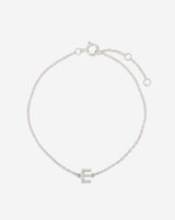 Delicate Pave Diamond Initial Letter Bracelet - 14K Solid White or