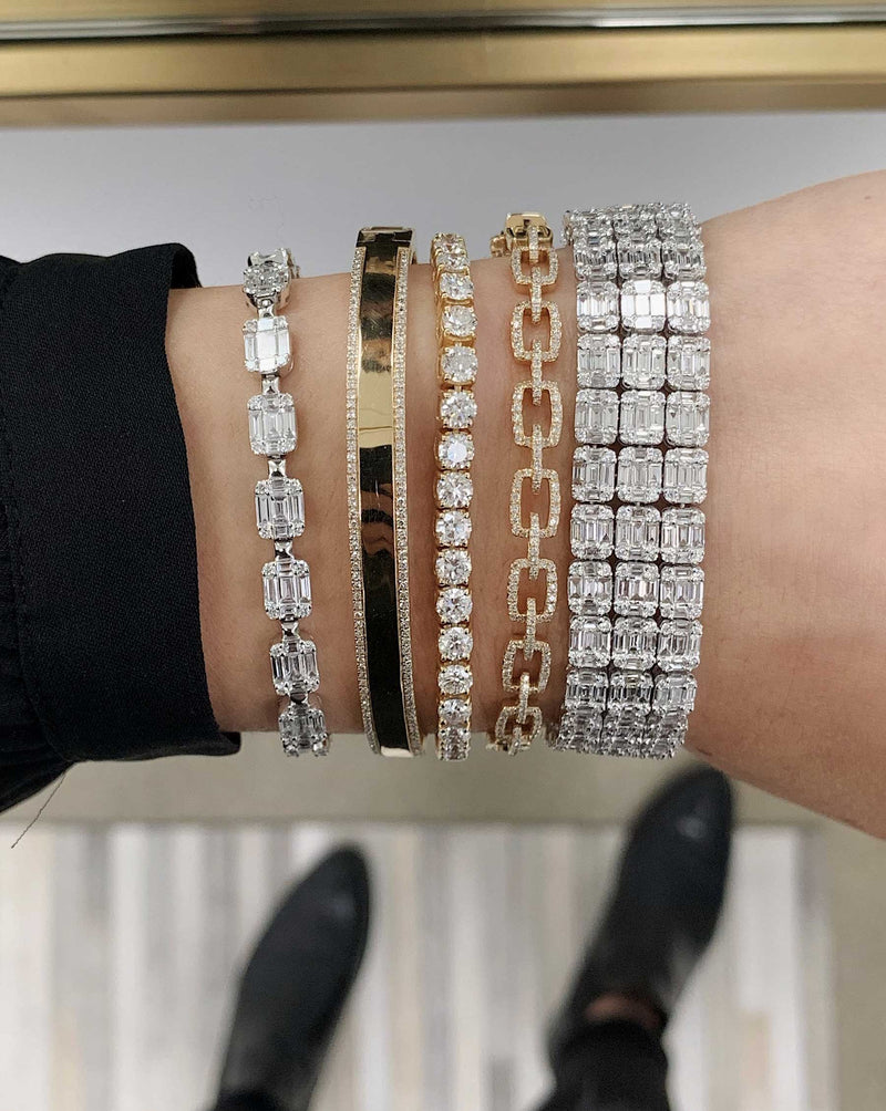 Ring Concierge Bracelets 14k White Gold Emerald Illusion Statement Tennis Bracelet