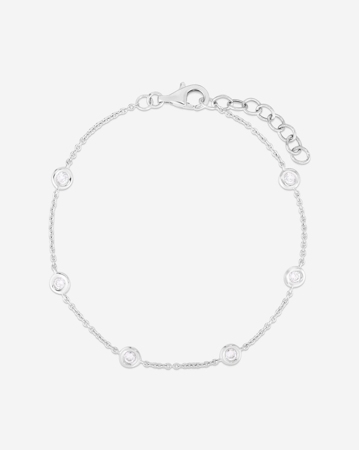 Ring Concierge Bracelets 14k White Gold / Large Diamond Bezel-Set Station Bracelet LARGE