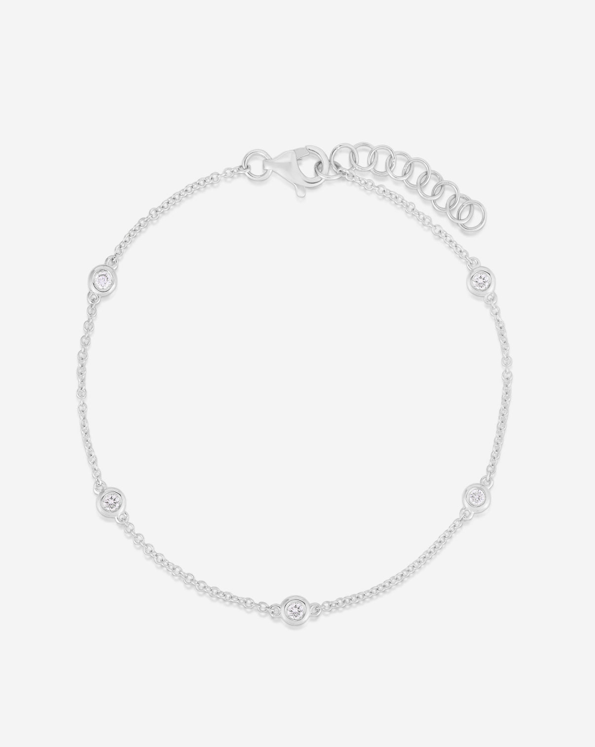 Ring Concierge Bracelets 14k White Gold / Petite Diamond Bezel-Set Station Bracelet PETITE