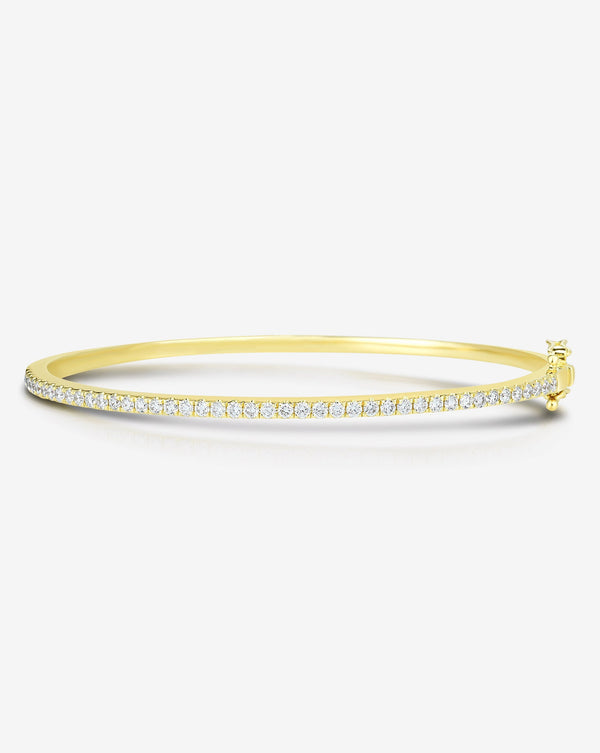 Diamond Curb Chain Bangle Bracelet White Gold / 15 cm