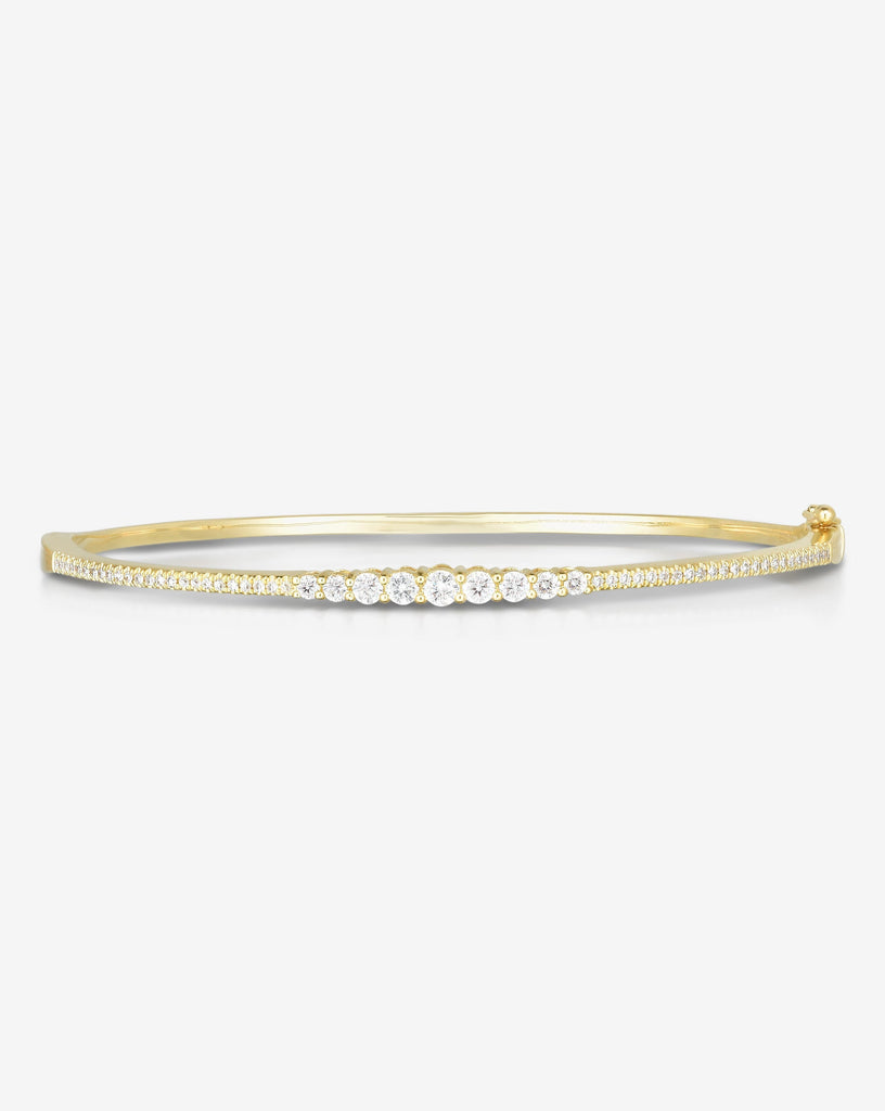 Diamond Two-Tone Crossover Bangle Bracelet White Gold / 19 cm
