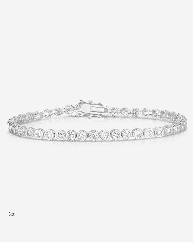 Ring Concierge Bracelets 14k White Gold / 6.5" / 3 Carats Bezel-Set Classic Diamond Tennis Bracelet
