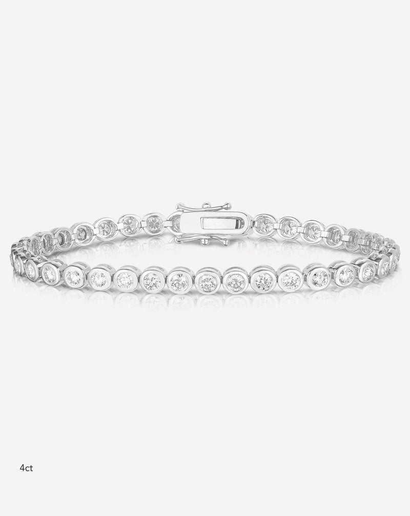 Ring Concierge Bracelets 14k White Gold / 6.5" / 4 Carats Bezel-Set Classic Diamond Tennis Bracelet