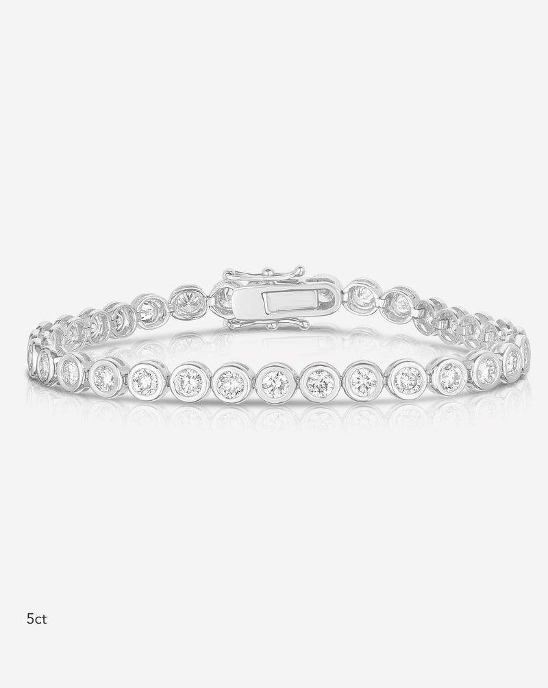 Ring Concierge Bracelets 14k White Gold / 6.5" / 5 Carats Bezel-Set Classic Diamond Tennis Bracelet