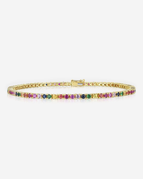 Ring Concierge Bracelets 14k Yellow Gold / 6" Rainbow Sapphire Tennis Bracelet