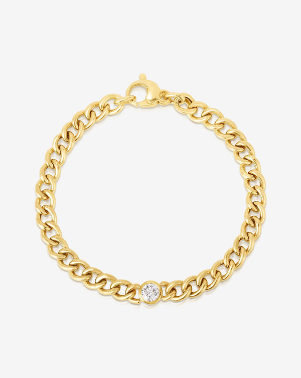 Ring Concierge Bracelets 14k Yellow Gold Bezel-Set Diamond Curb Chain Bracelet