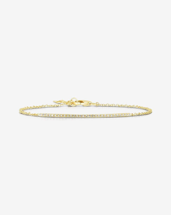 Flat lay image of 14k Yellow Gold Diamond Bar Bracelet