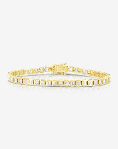 Bezel-Set Emerald Diamond Tennis Bracelet – Ring Concierge