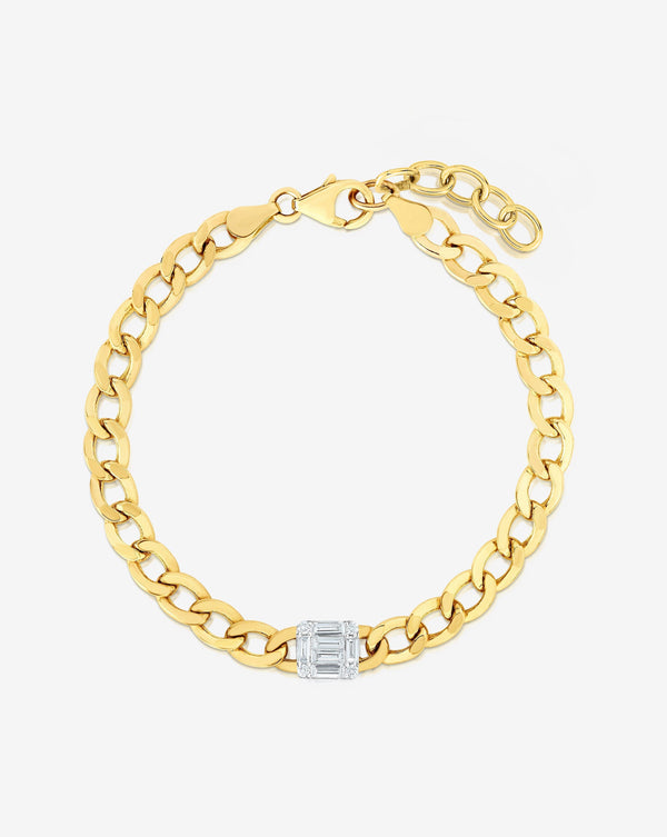 Ring Concierge Bracelets 14k Yellow Gold Emerald Illusion Curb Chain Bracelet