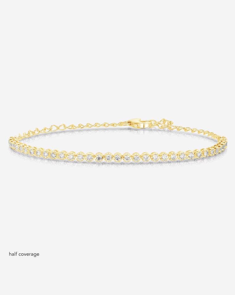 Ring Concierge Bracelets / Half Mini Diamond Tennis Bracelet 14k Yellow Gold