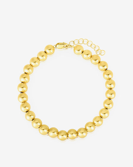 3mm Gold Bead Bracelet with Diamond Bead 14K Yellow Gold +$160 / 7