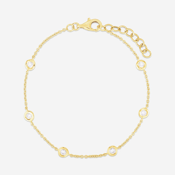 14K White Gold Diamond Bezel-Set Station Bracelet