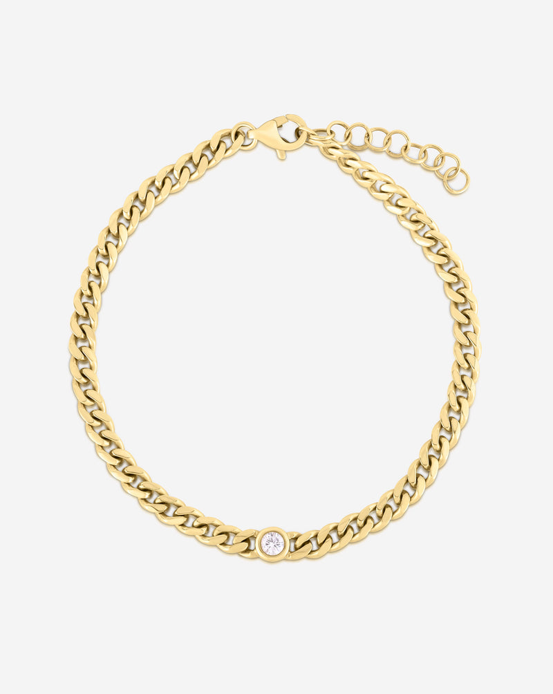 Ring Concierge Bracelets 14k Yellow Gold Petite Bezel-Set Diamond Curb Chain Bracelet