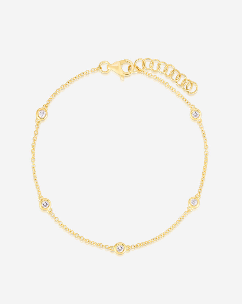 Ring Concierge Bracelets 14k Yellow Gold / Petite Diamond Bezel-Set Station Bracelet