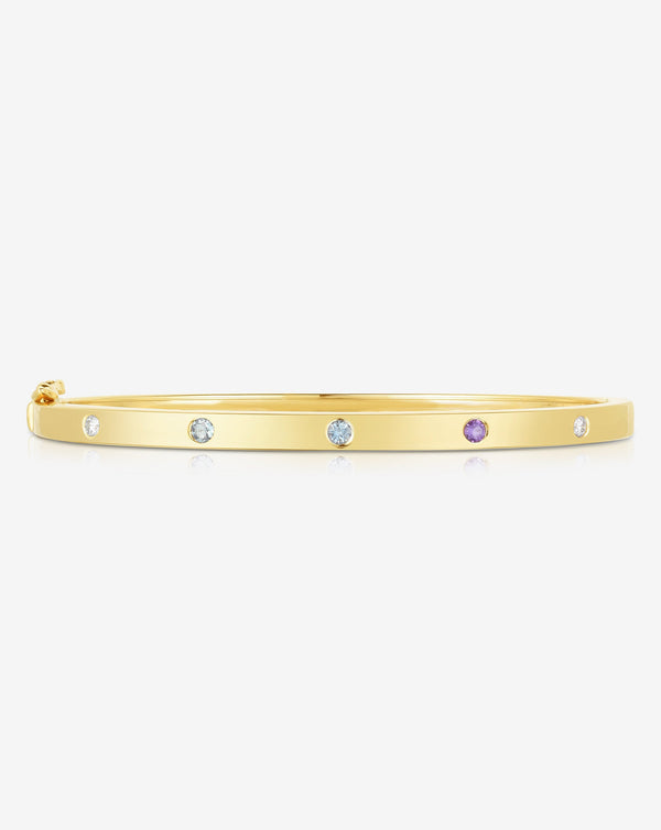 Ring Concierge Bracelets 5-Stone Inlay Birthstone Bangle in 14K Yellow Gold