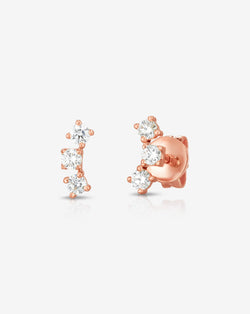 Ring Concierge Earrings 14k Rose Gold / Pair Curved Trio Studs