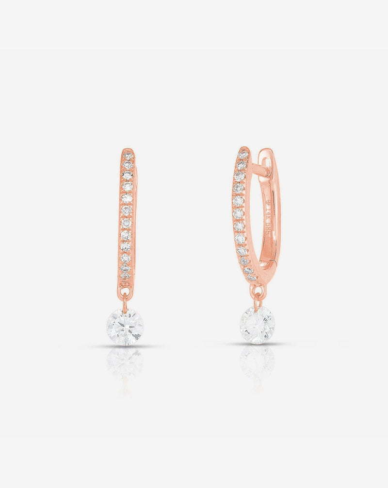 Ring Concierge 14k Rose Gold Pair of Pavé + Round Diamond Drop Huggies
