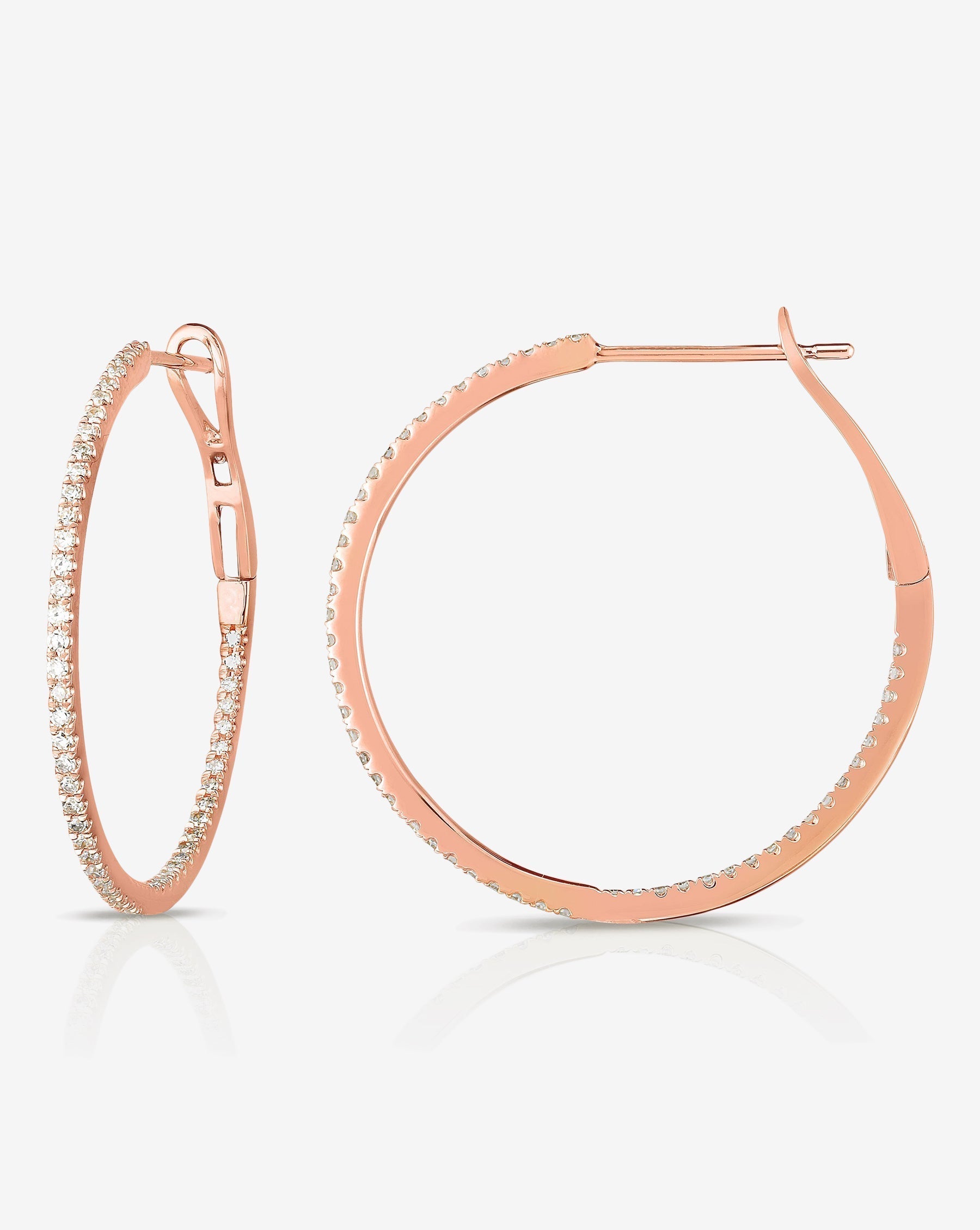 Rose gold hoops with diamonds discount