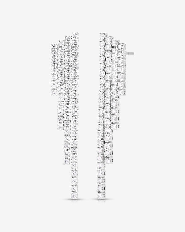 Ring Concierge Earrings 14k White Gold Deco Diamond Waterfall Earrings