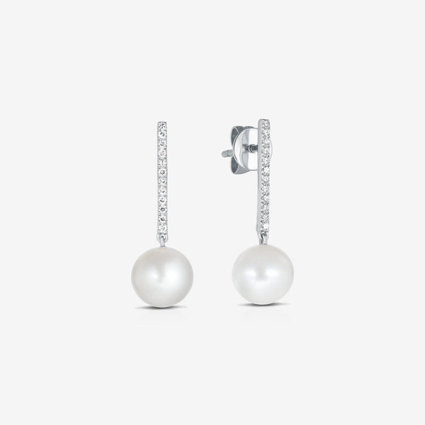 Buy 1.50ctw Champagne Diamond & Golden South Seed Pearl Dangle Earrings |  Arnold Jewelers