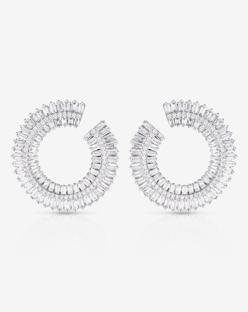 Ring Concierge Earrings 14k White Gold Fanned Diamond Statement Earrings