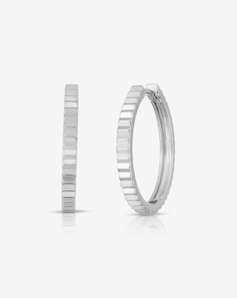 Ring Concierge Earrings 14k White Gold Fluted Gold Hoops