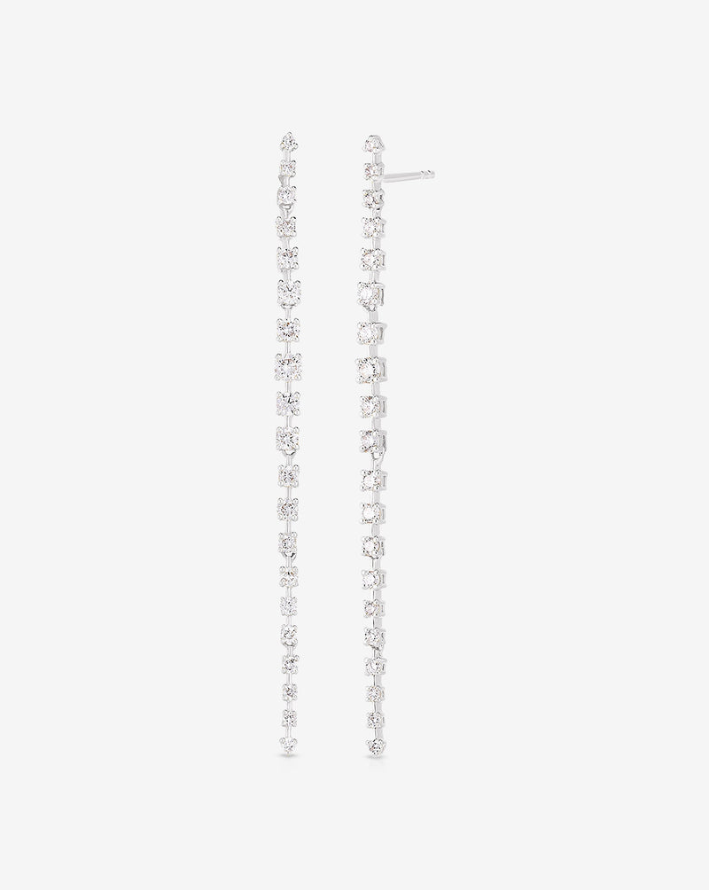 Ring Concierge Earrings 14k White Gold Graduated Diamond Drop Earrings