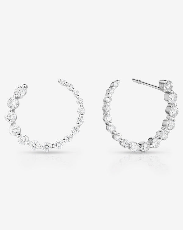 Ring Concierge Earrings 14k White Gold Graduated Single Prong Diamond Circle Studs